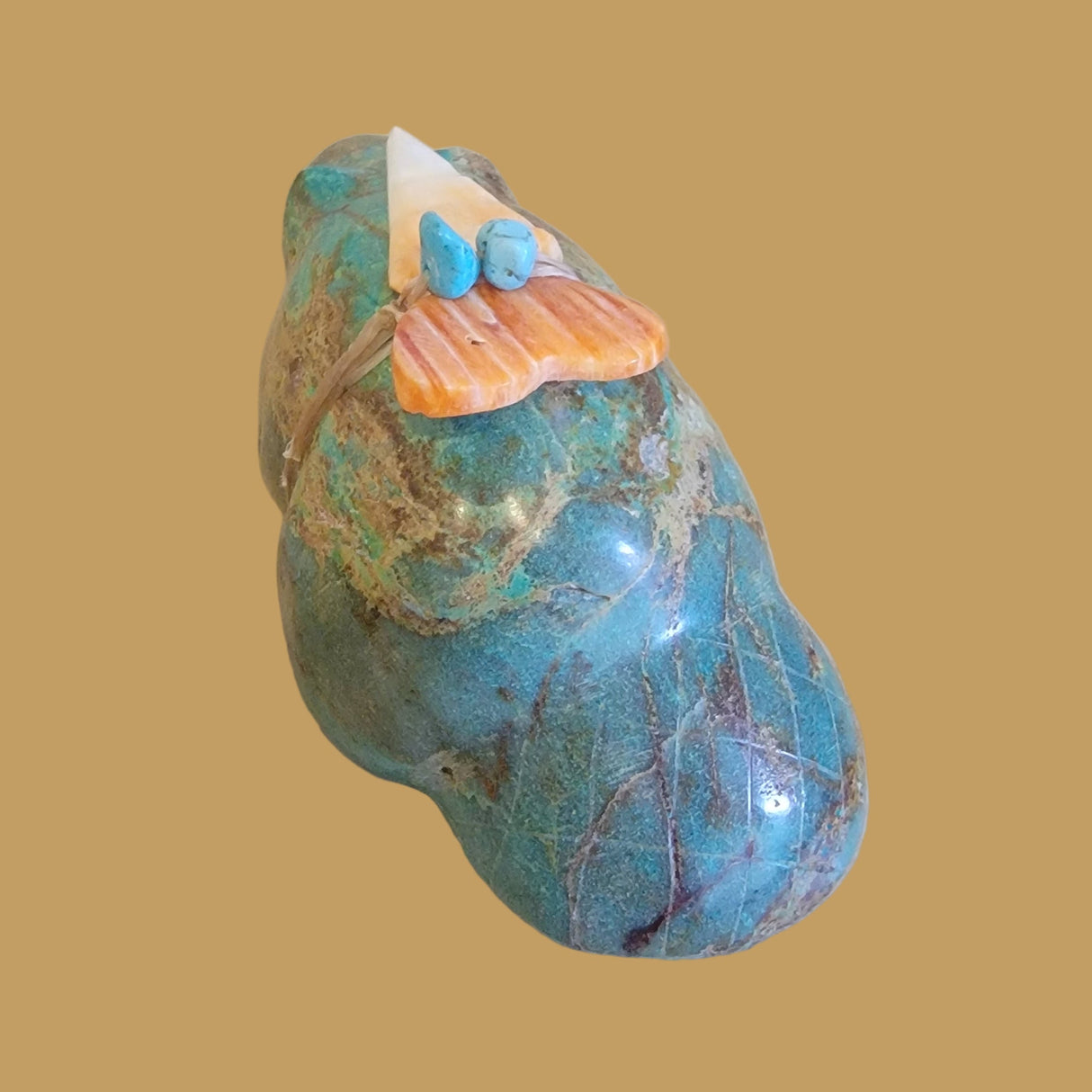 Large Turquoise Beaver w/ Colorful Pack Zuni Fetish