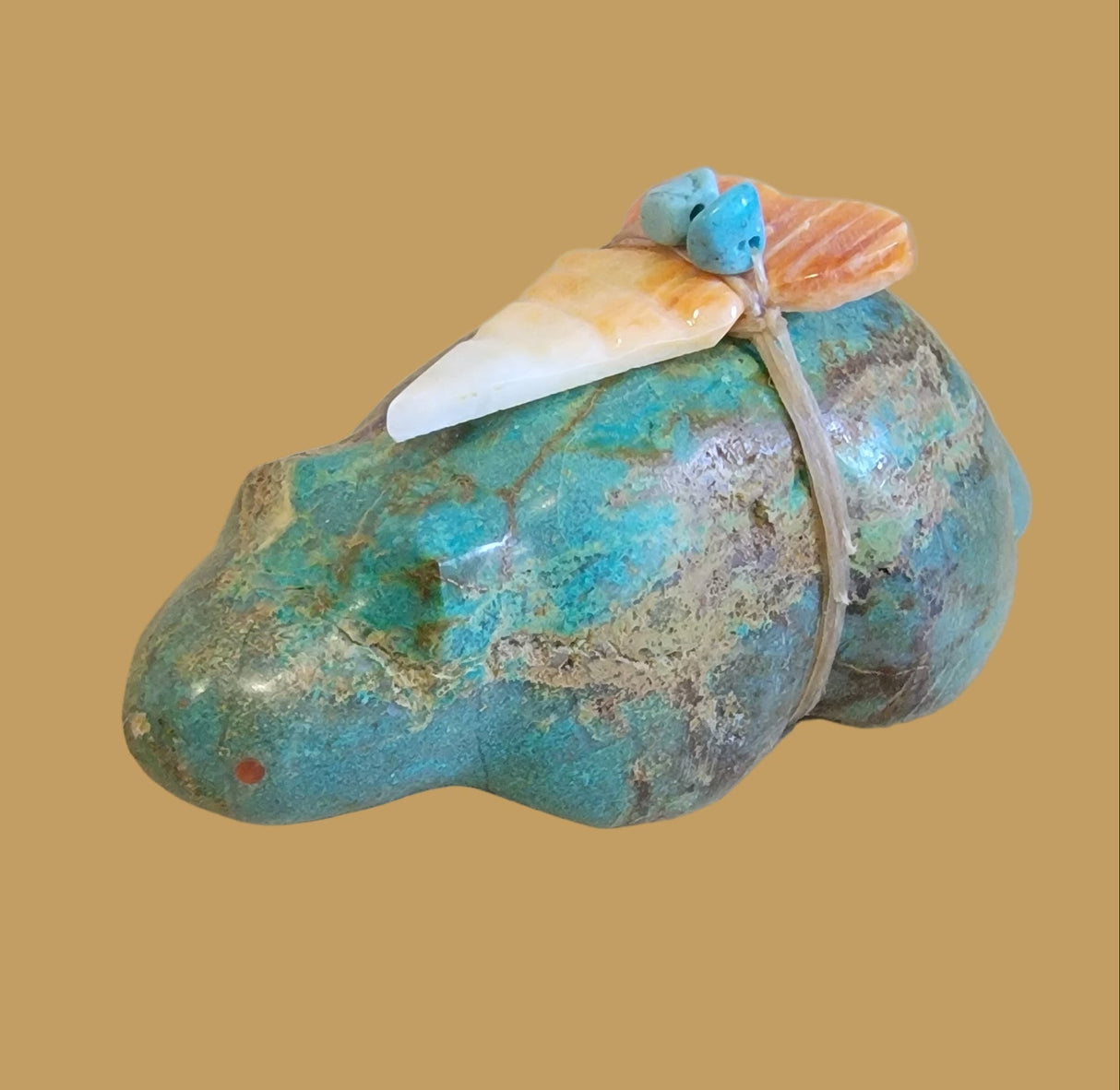 Large Turquoise Beaver w/ Colorful Pack Zuni Fetish