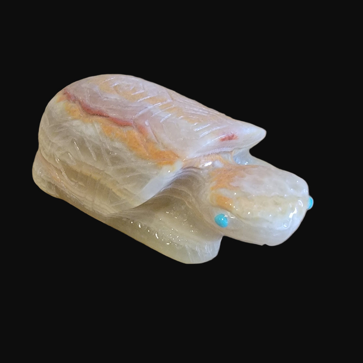 Onyx Turtle w/ Etched Shell Back Zuni Fetish