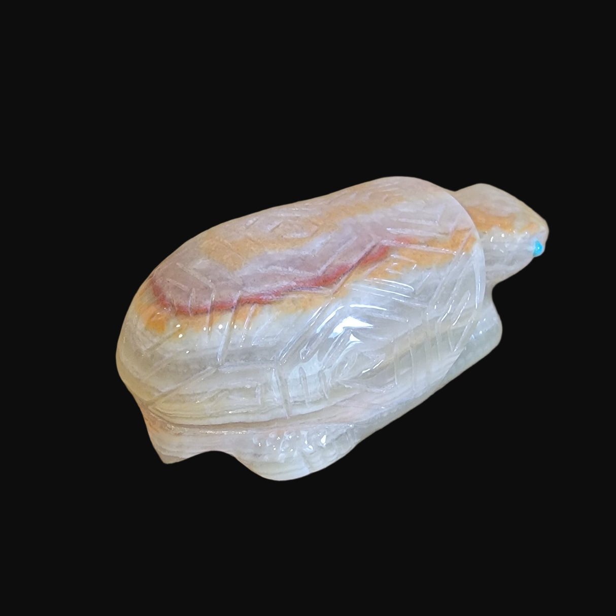 Onyx Turtle w/ Etched Shell Back Zuni Fetish