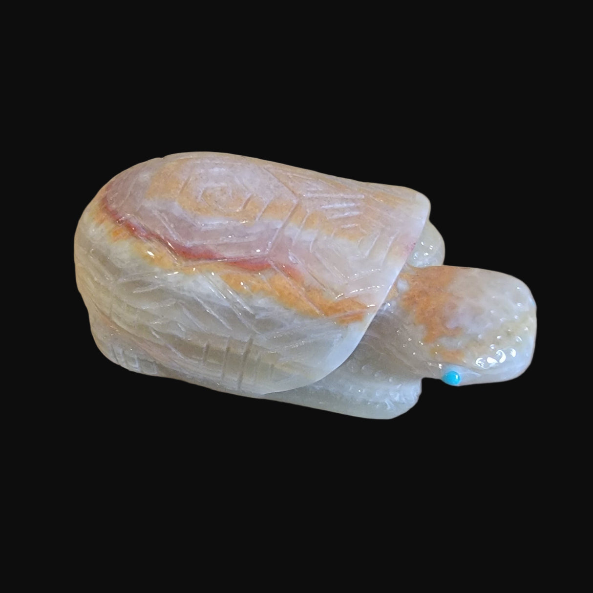 Onyx Turtle w/ Etched Shell Back Zuni Fetish