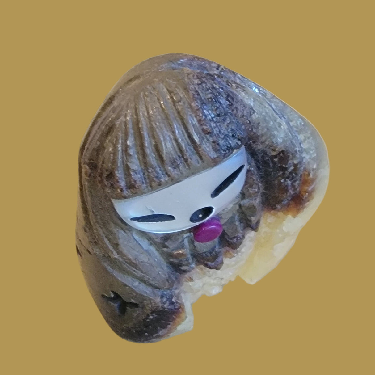 Septarian Nodule (Utah Geode) Zuni Corn Maiden Zuni Fetish