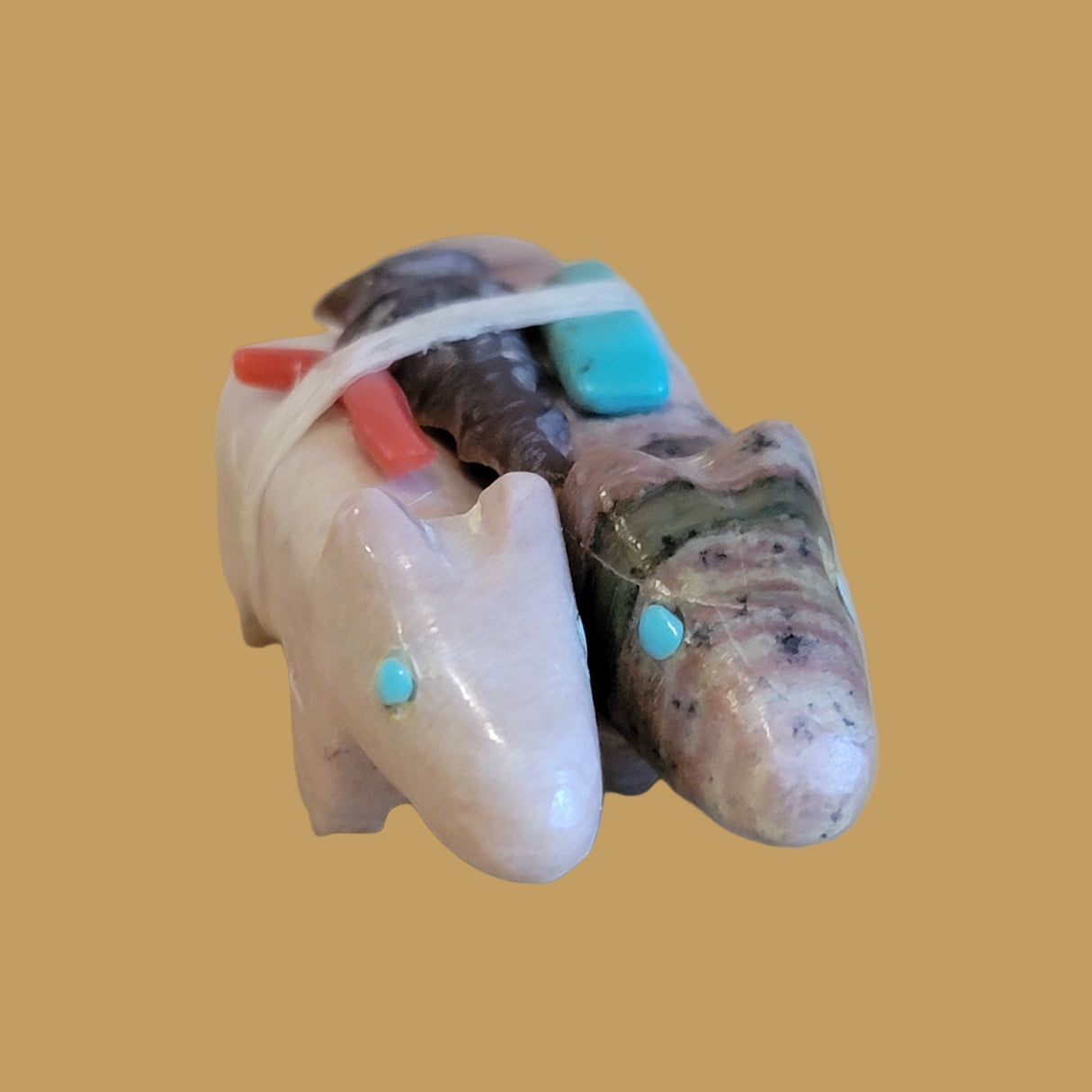 Traditional Double Bundled Wolf w/Pack Zuni Fetish