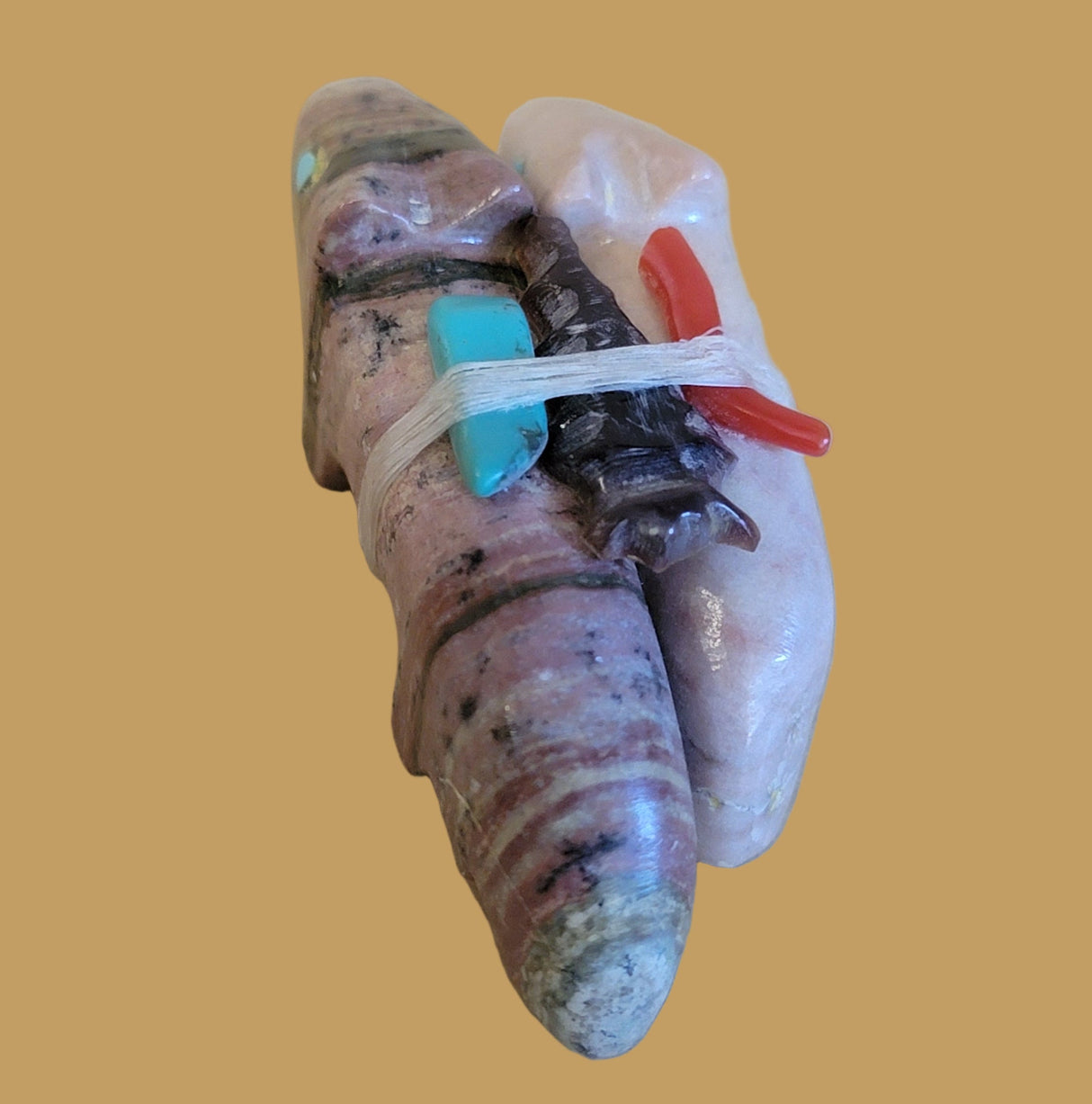 Traditional Double Bundled Wolf w/Pack Zuni Fetish