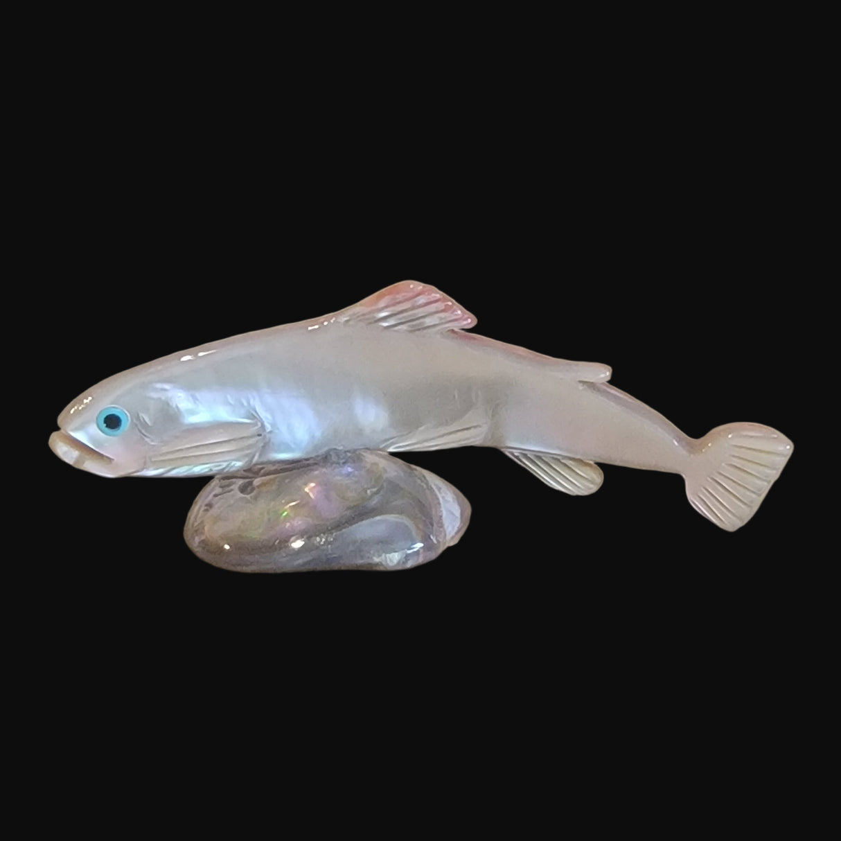 Elegant Abalone Shell Rainbow Trout Fish Zuni Fetish