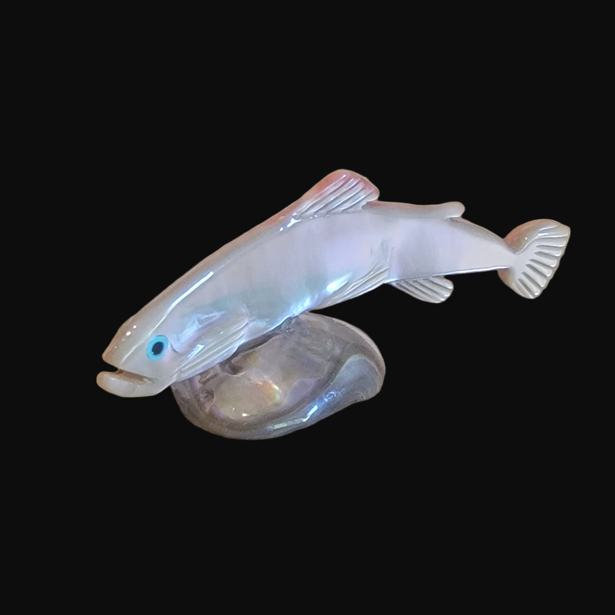 Elegant Abalone Shell Rainbow Trout Fish Zuni Fetish