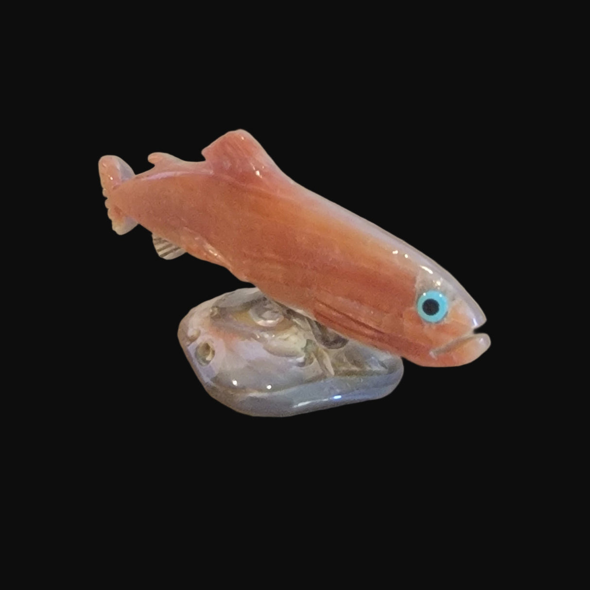 Elegant Abalone Shell Rainbow Trout Fish Zuni Fetish