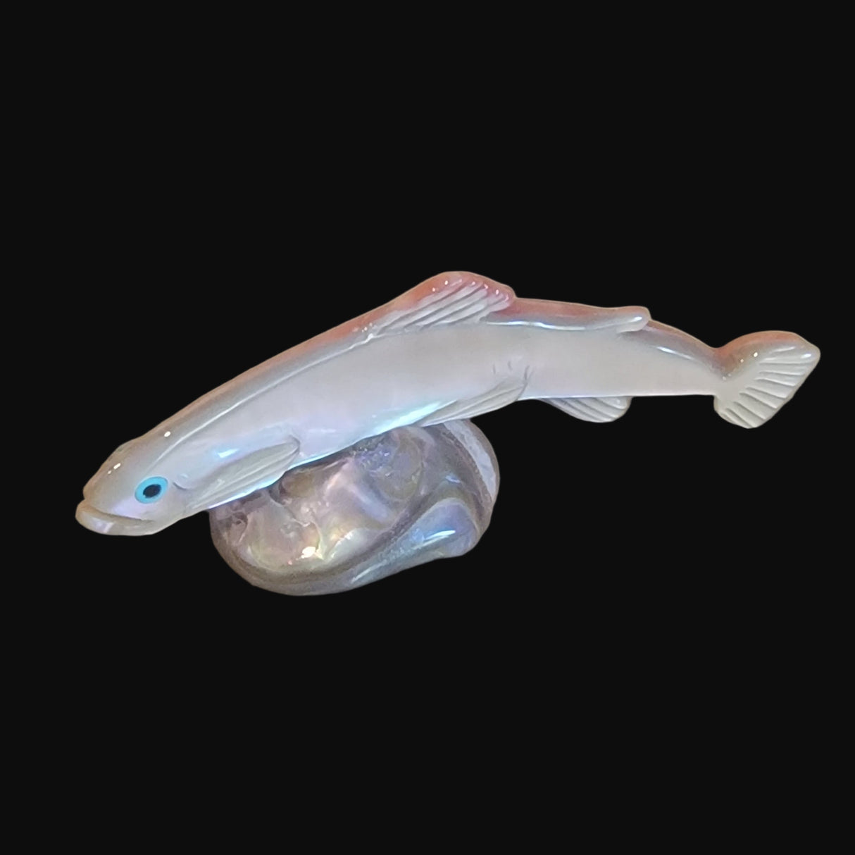 Elegant Abalone Shell Rainbow Trout Fish Zuni Fetish