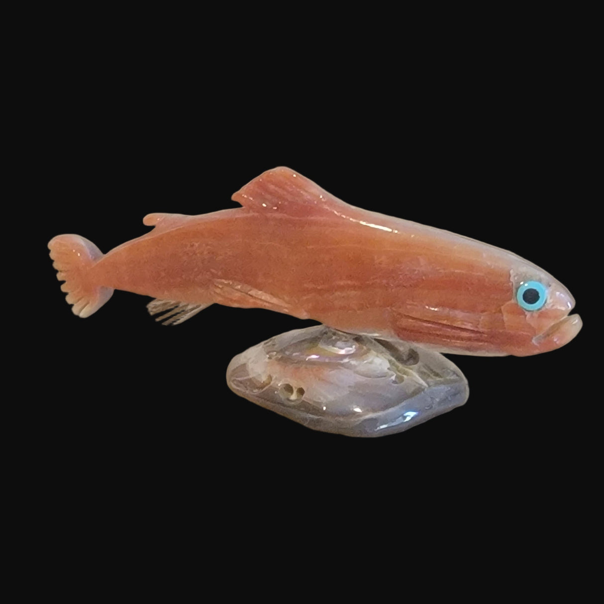 Elegant Abalone Shell Rainbow Trout Fish Zuni Fetish