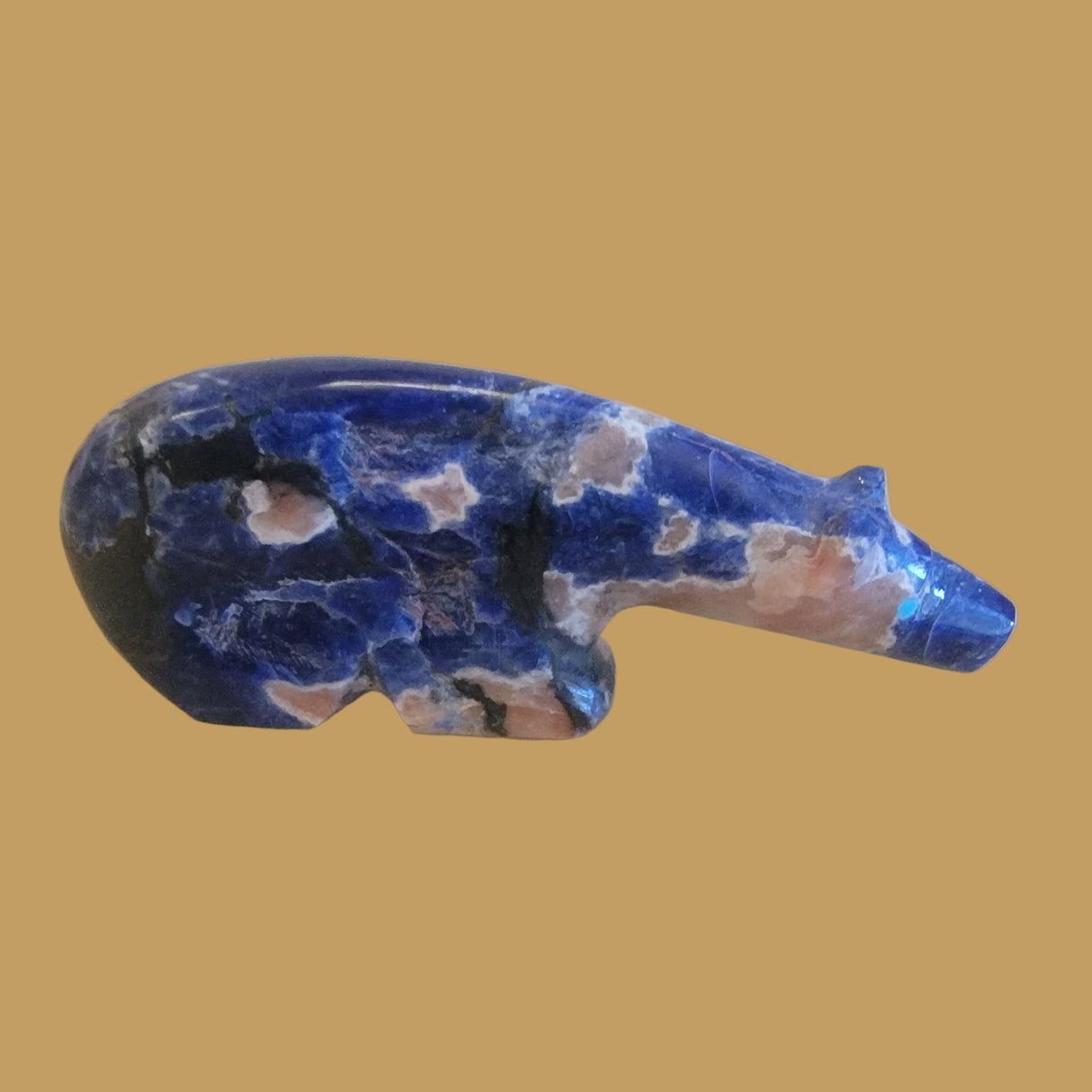 Sunset Sodalite Long Necked Zuni Fetish Bear