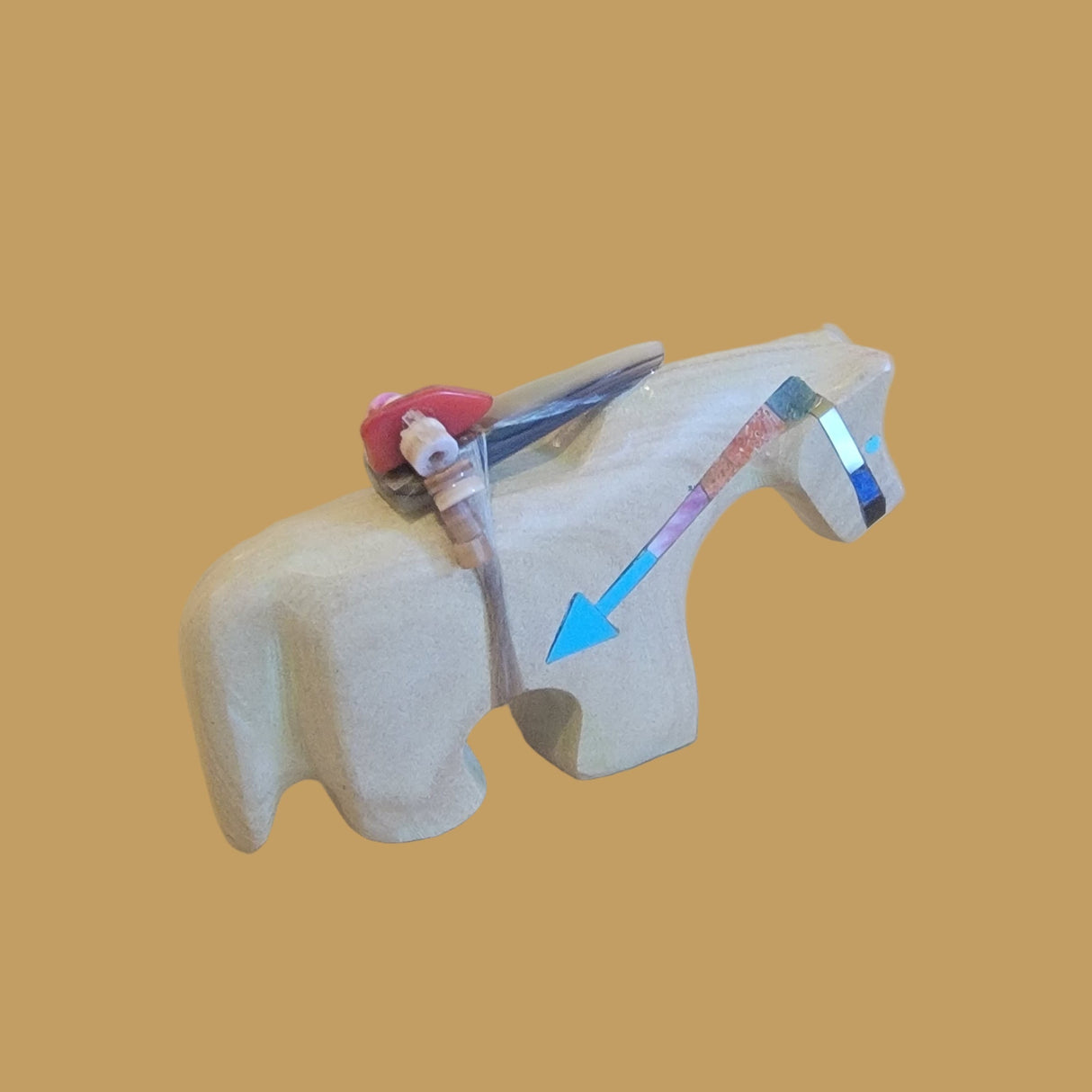 Healing Horse w/Colorful Heartline Zuni Fetish