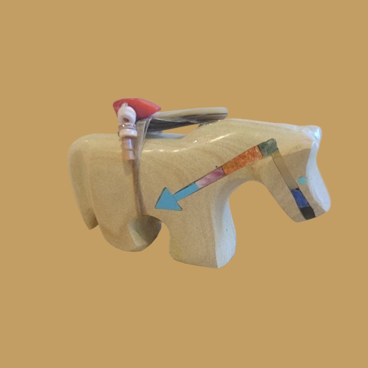 Healing Horse w/Colorful Heartline Zuni Fetish