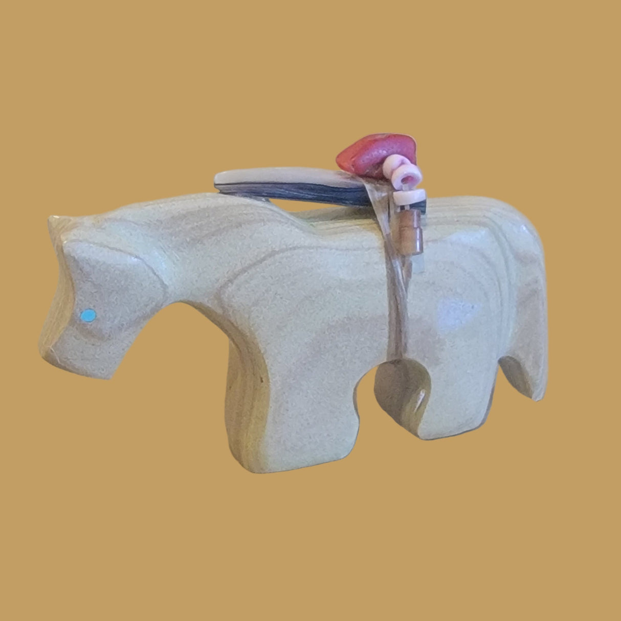 Healing Horse w/Colorful Heartline Zuni Fetish