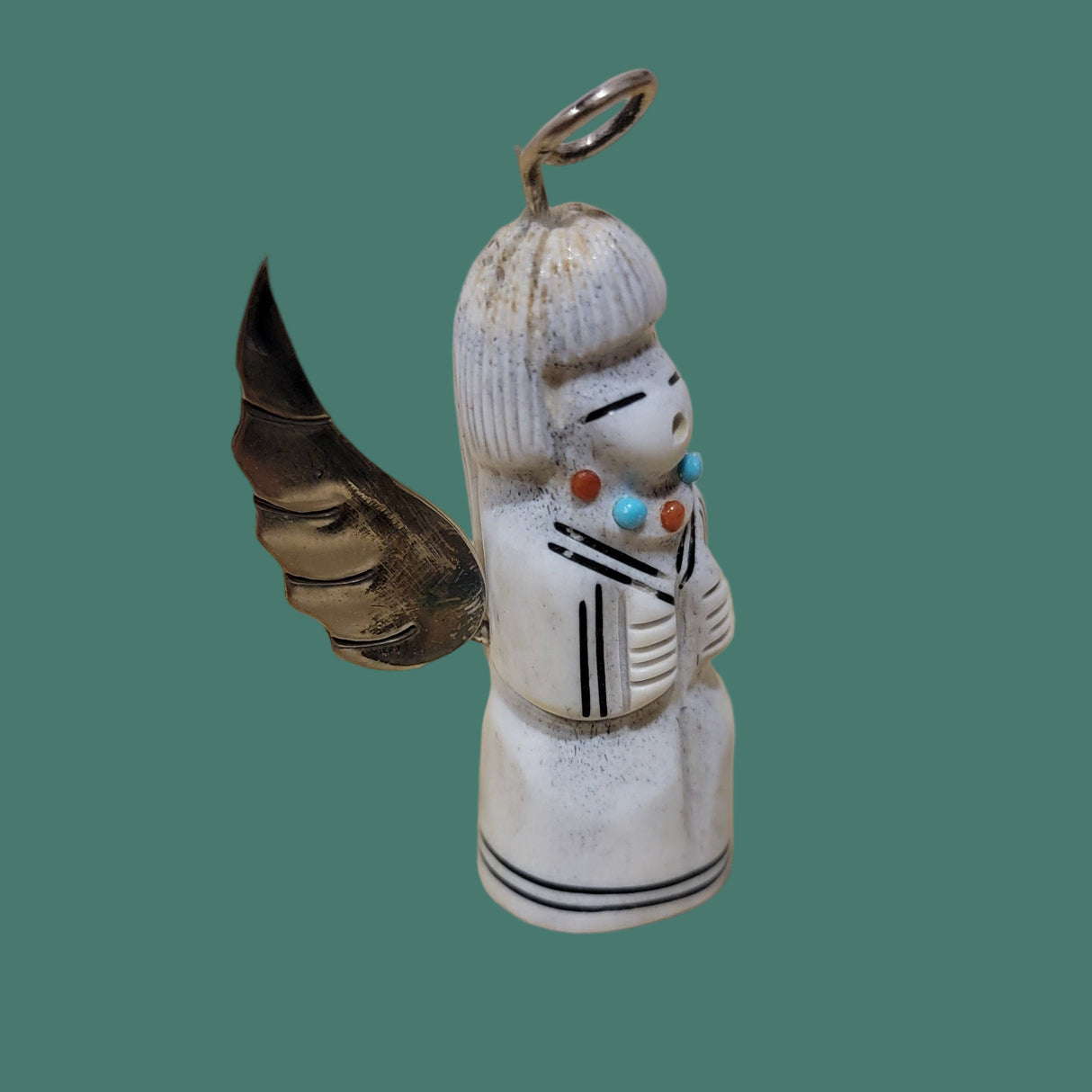 Antler Angel w/Sterling Silver Wings and Halo Zuni Fetish