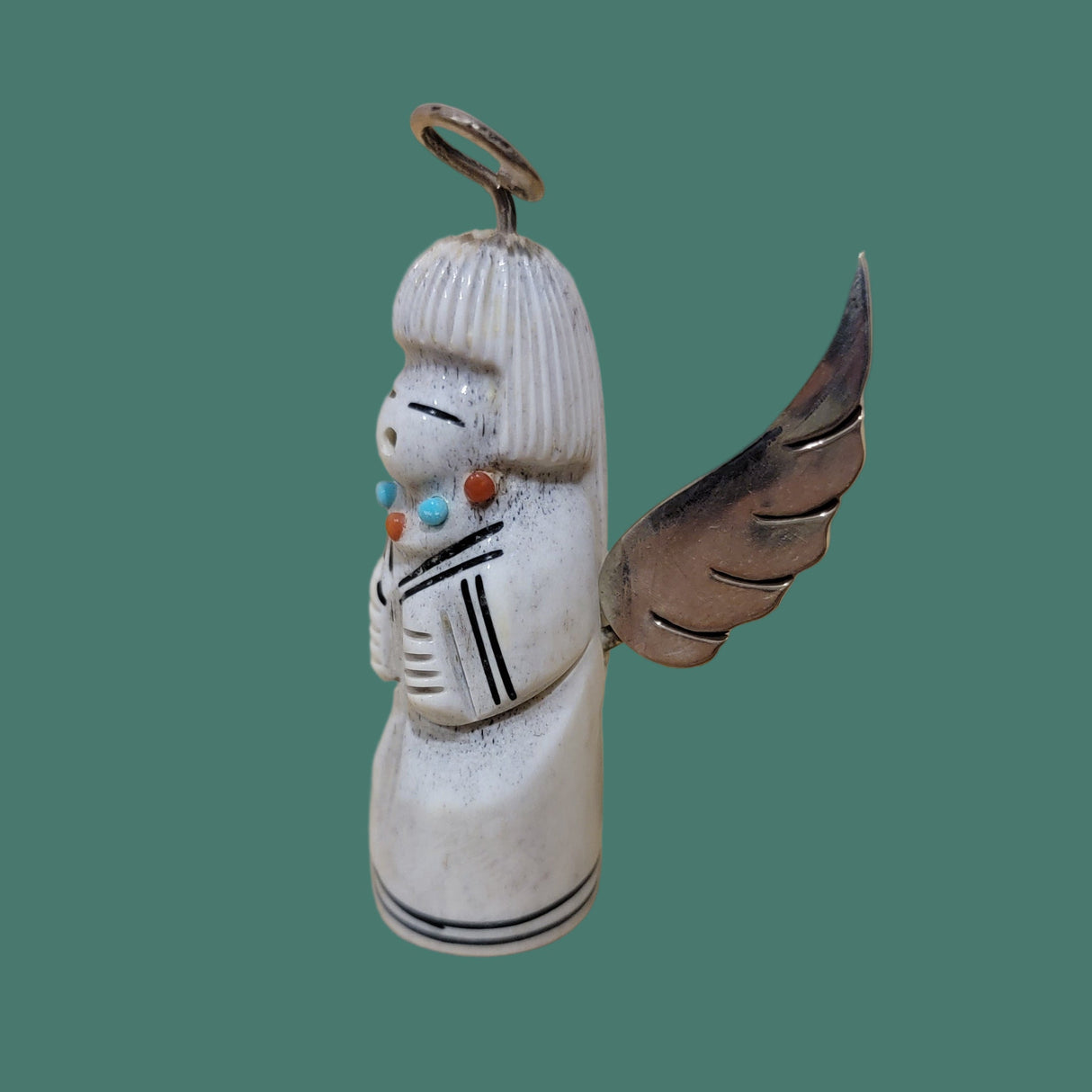 Antler Angel w/Sterling Silver Wings and Halo Zuni Fetish