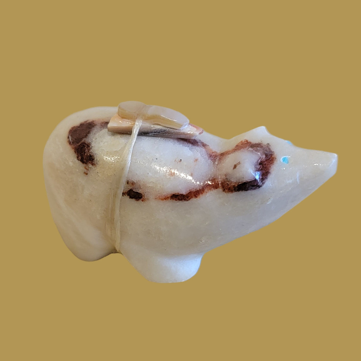 Cute Onyx Bear w/Pack Zuni Fetish