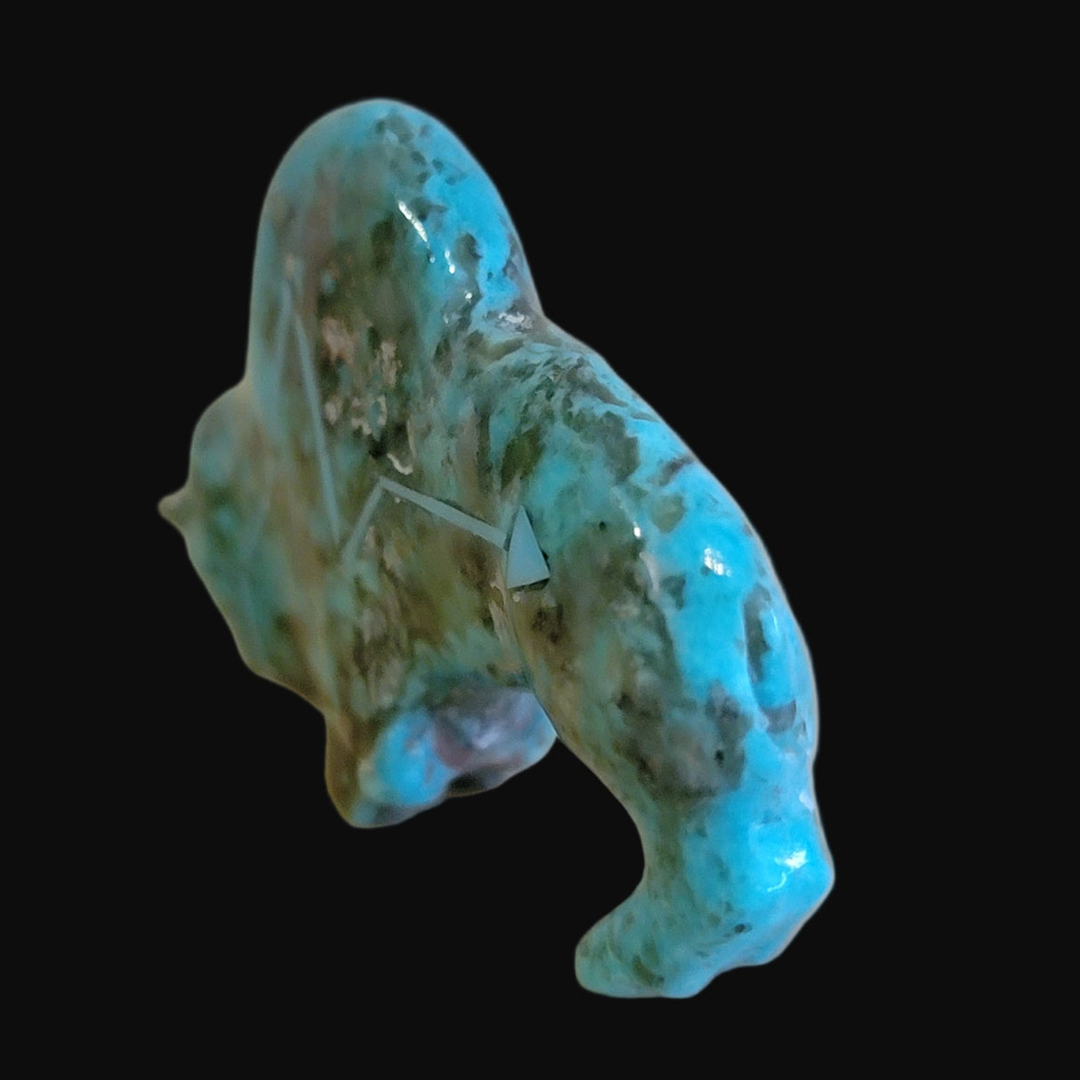 Elegant Turquoise Bison/Buffalo w/ Heartline Zuni Fetish