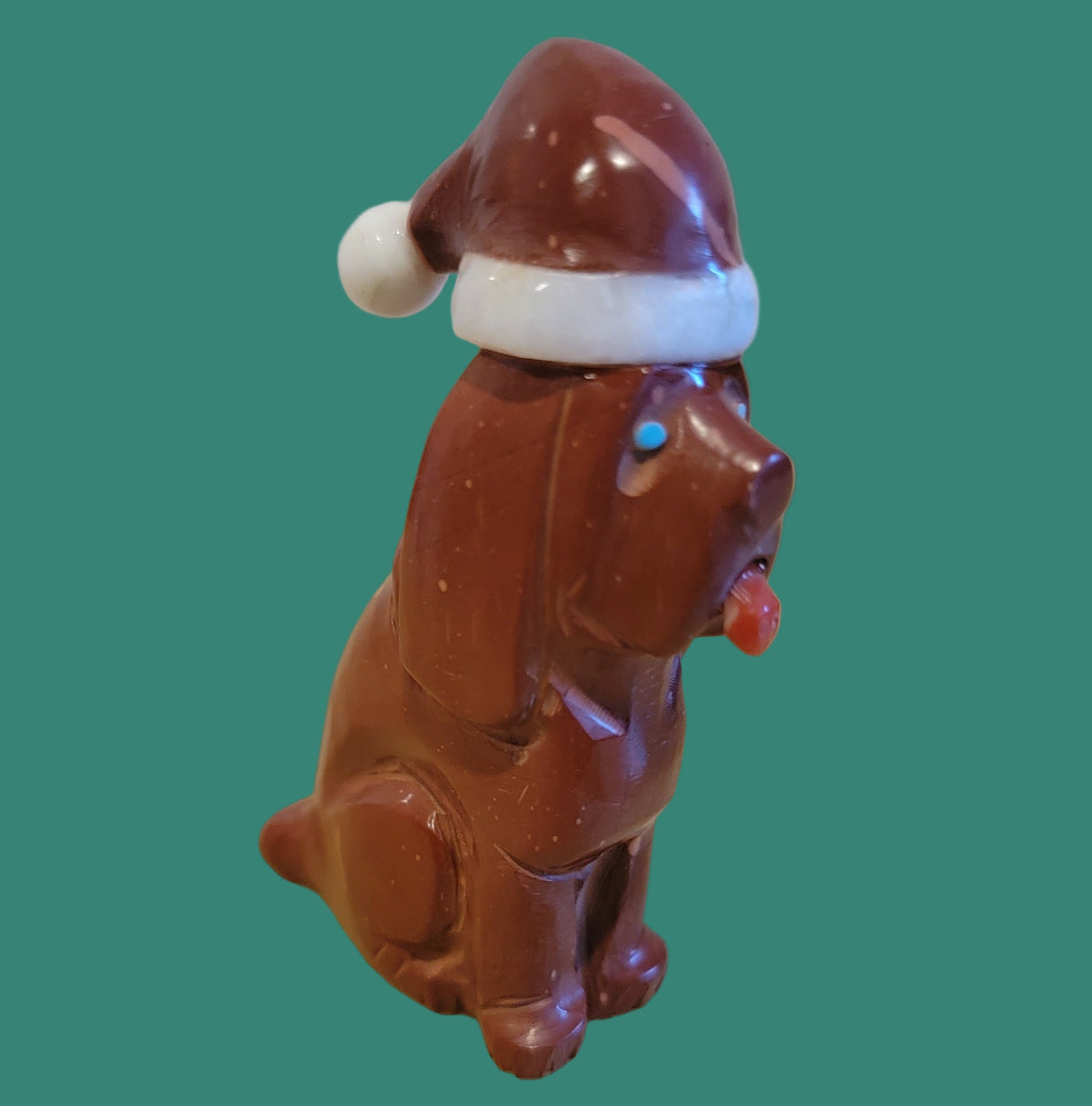 The Regal Beagle Holiday Pup/Dog w/Santa Hat Zuni Fetish