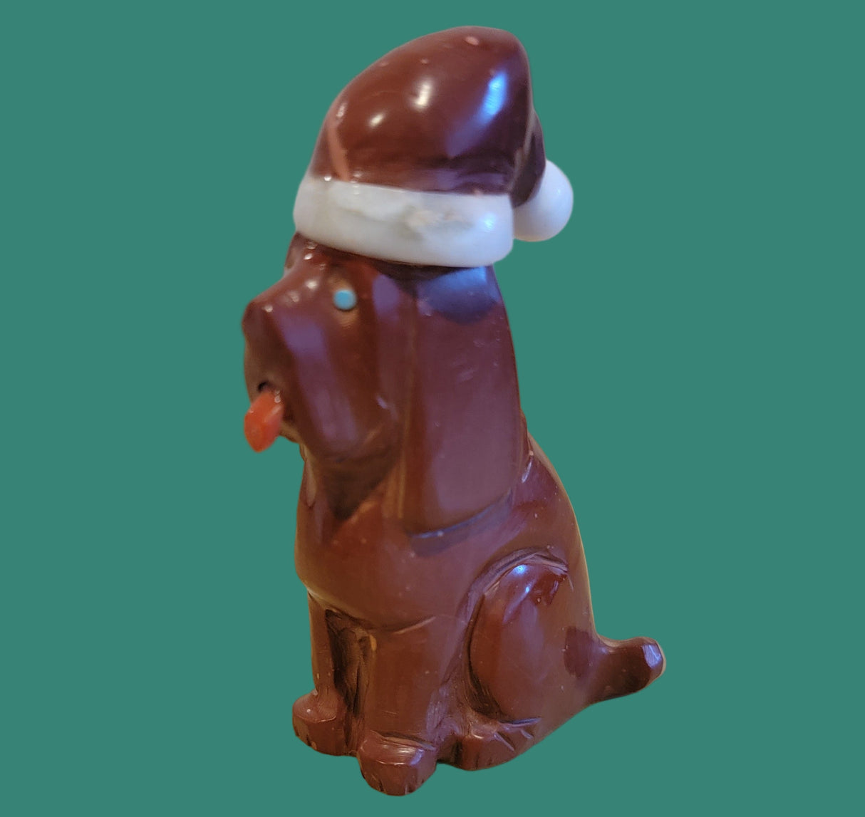 The Regal Beagle Holiday Pup/Dog w/Santa Hat Zuni Fetish