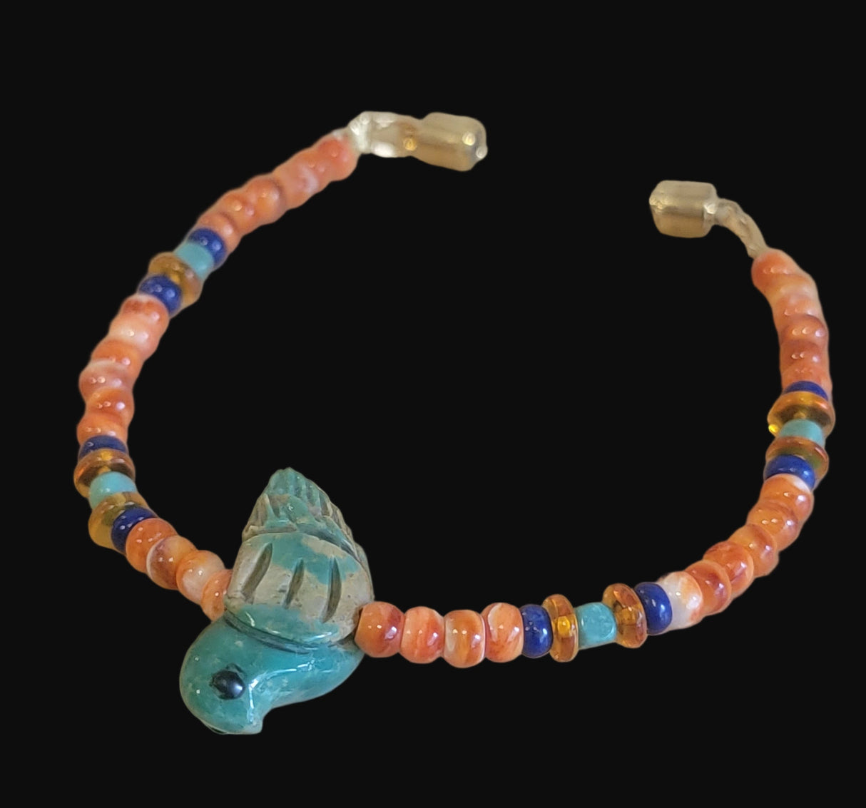 Elisa Turquoise Bird Fetish Zuni Bracelet w/ Gemstones Indian Jewelry