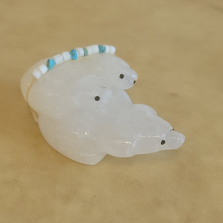 Triple Alabaster Zuni Fetish Badgers