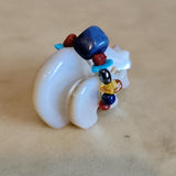 Double Mother of Pearl Bears w/Fancy Pack Zuni Fetish