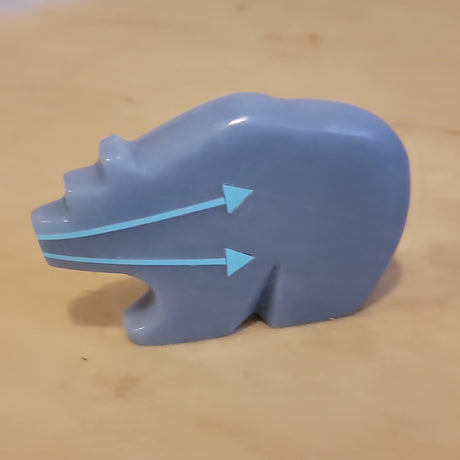 Double Heartlines Angelite Bear Zuni Fetish