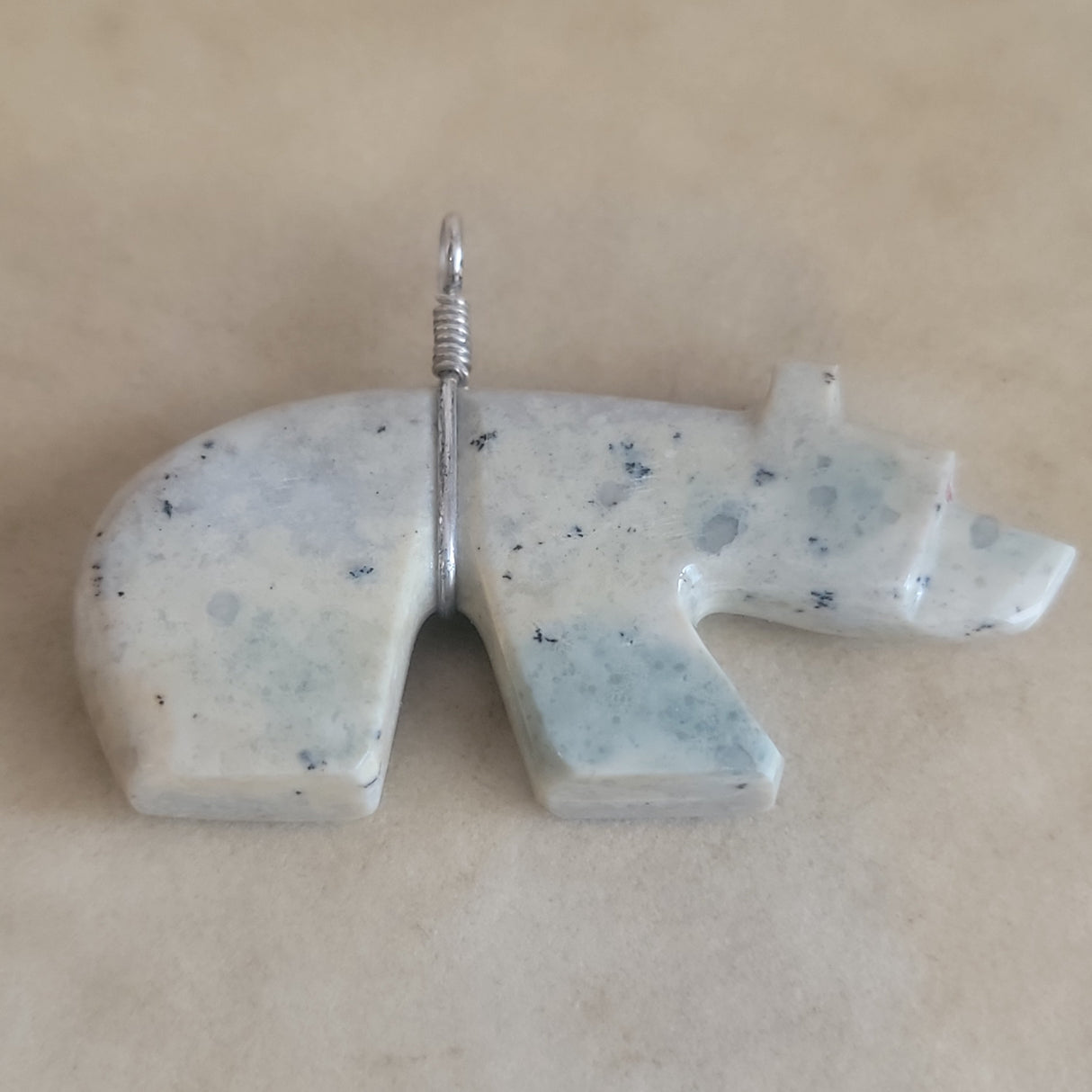 Serpentine Bear Zuni Fetish Pendant