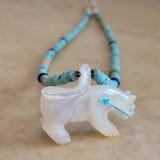 Mother of Pearl Zuni Fetish Mountain Lion Zuni Fetish Necklace