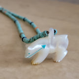 Mother of Pearl Zuni Fetish Mountain Lion Zuni Fetish Necklace