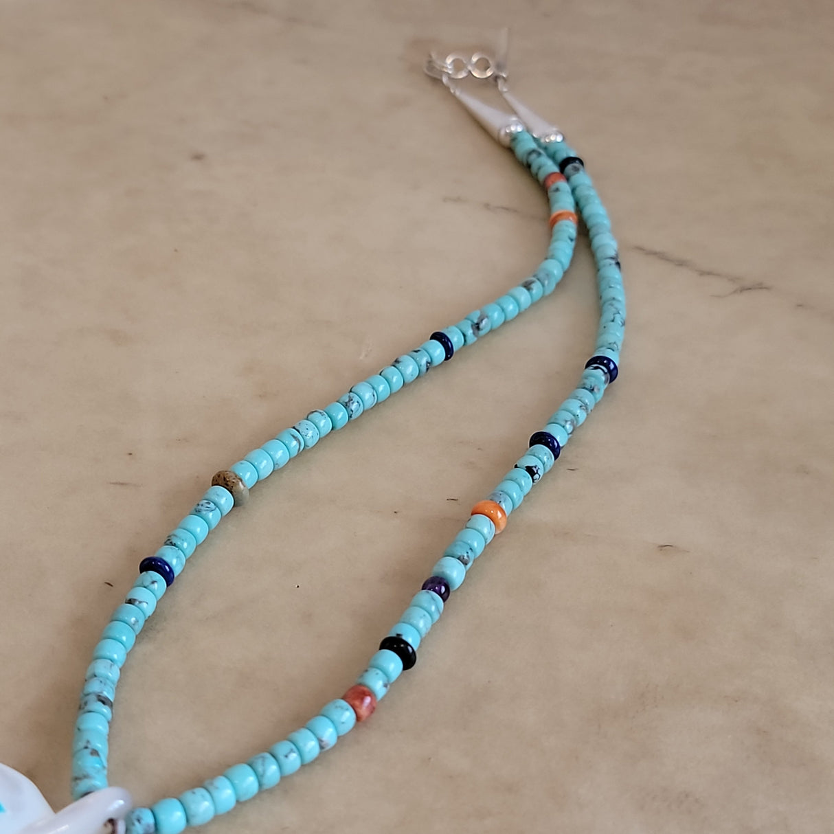 Mother of Pearl Zuni Fetish Mountain Lion Zuni Fetish Necklace