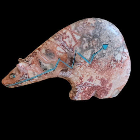 Stewart Quandelacy Jasper Long Necked Zuni Fetish Medicine Bear