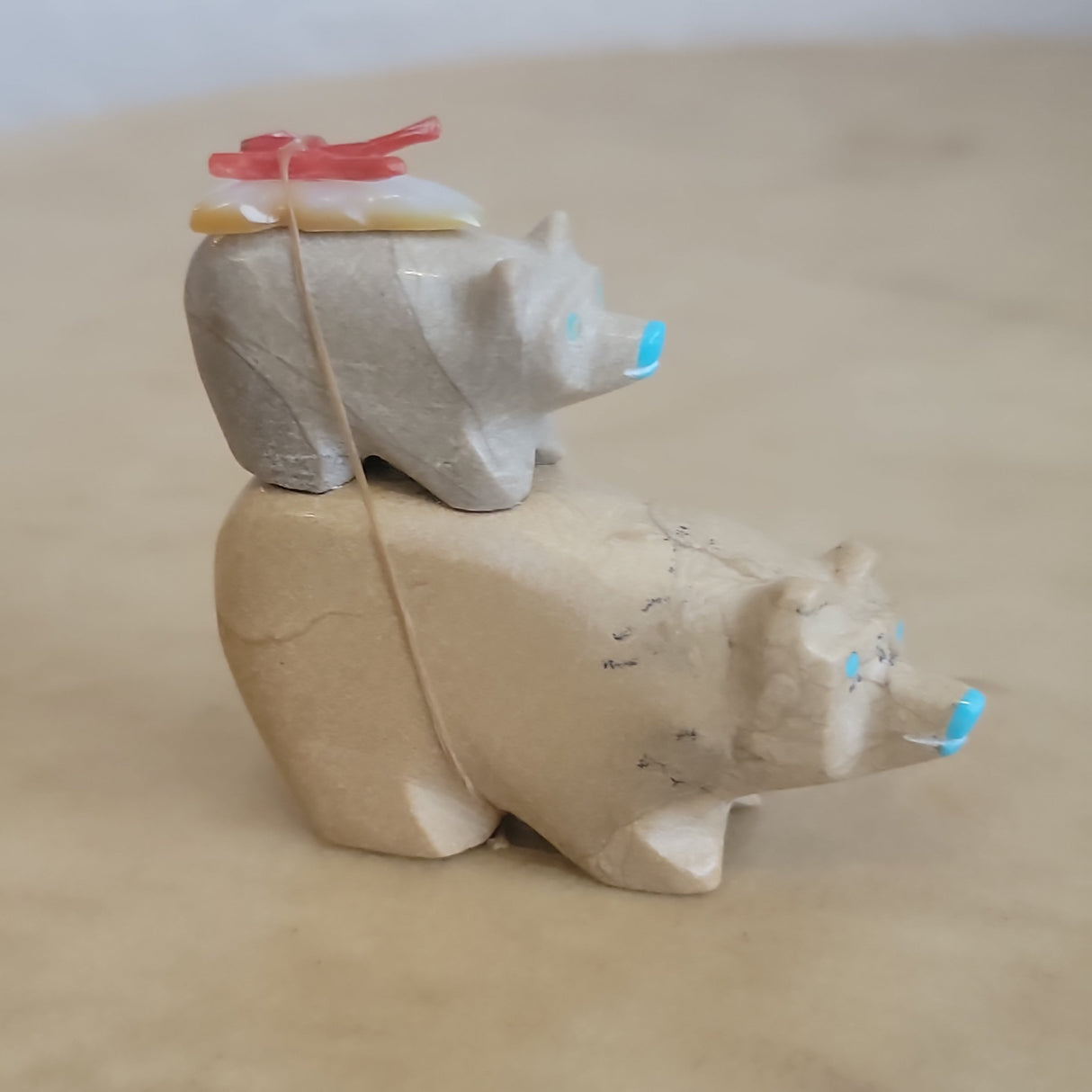 Double Travertine Zuni Fetish Bears