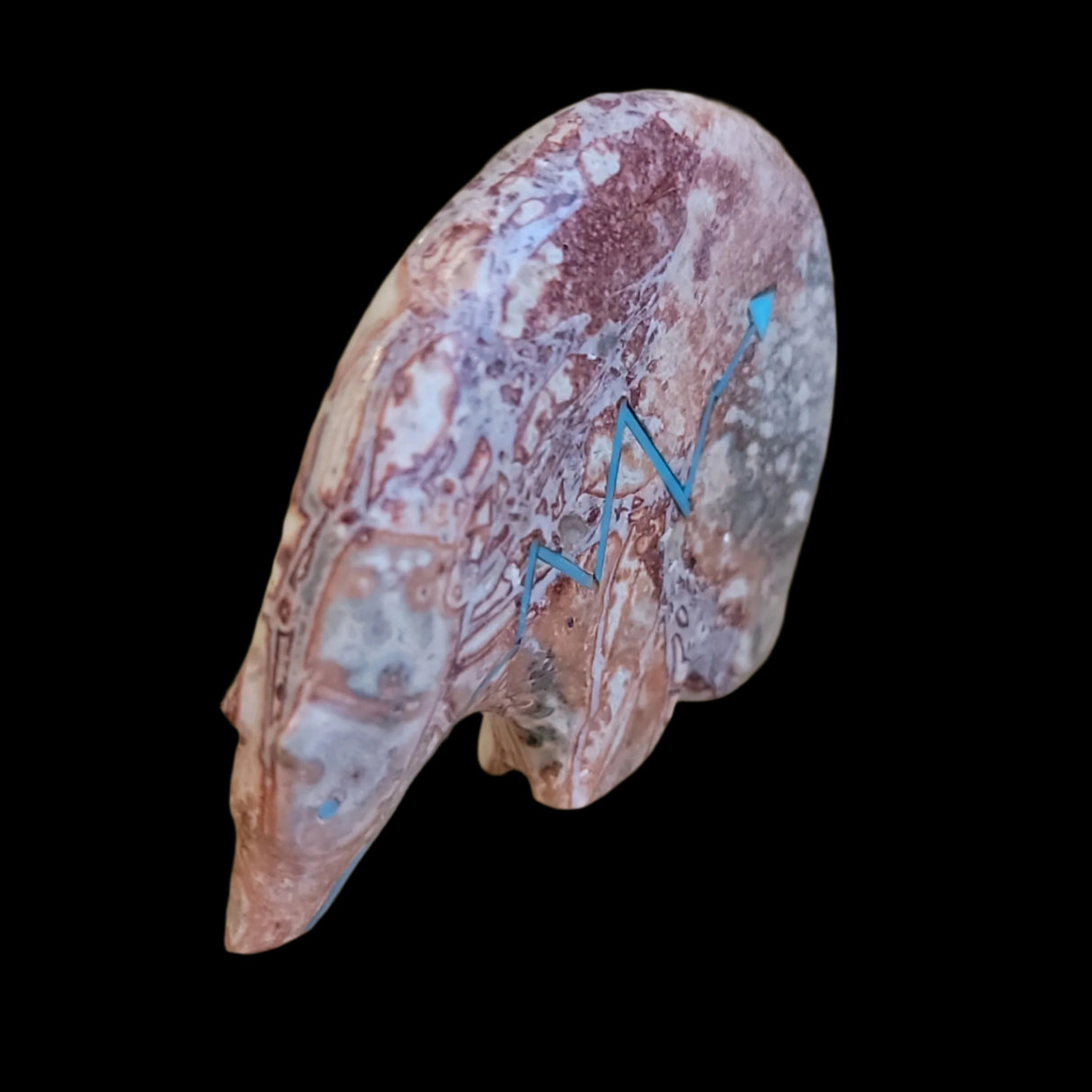 Long Necked and Colorful Jasper Zuni Fetish Medicine Bear