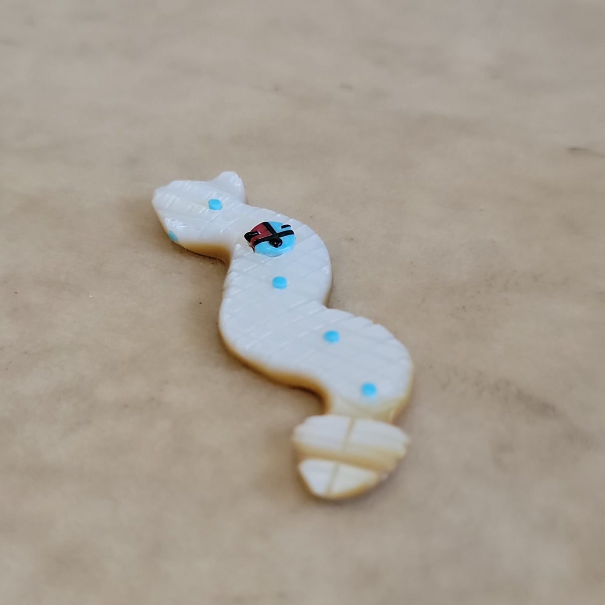 Gold Lip w/Zuni Sun Zuni Fetish Snake/Rattlesnake