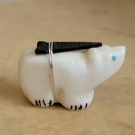 Marble Bear w/Zuni Sun Zuni Fetish