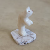 Ruben Najera Fossilized Ivory Standing Bear on Base  Zuni Fetish