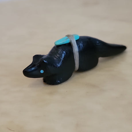 Furry Black Jet Zuni Fetish Wolf