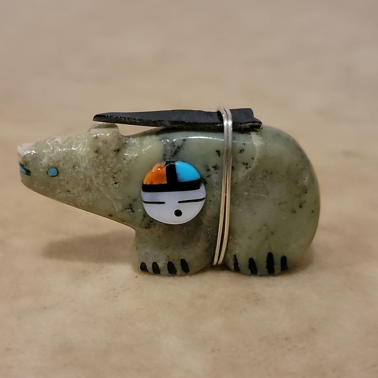 Darren Boone Serpentine Bear w/ Zuni Sun Symbol Zuni Fetish