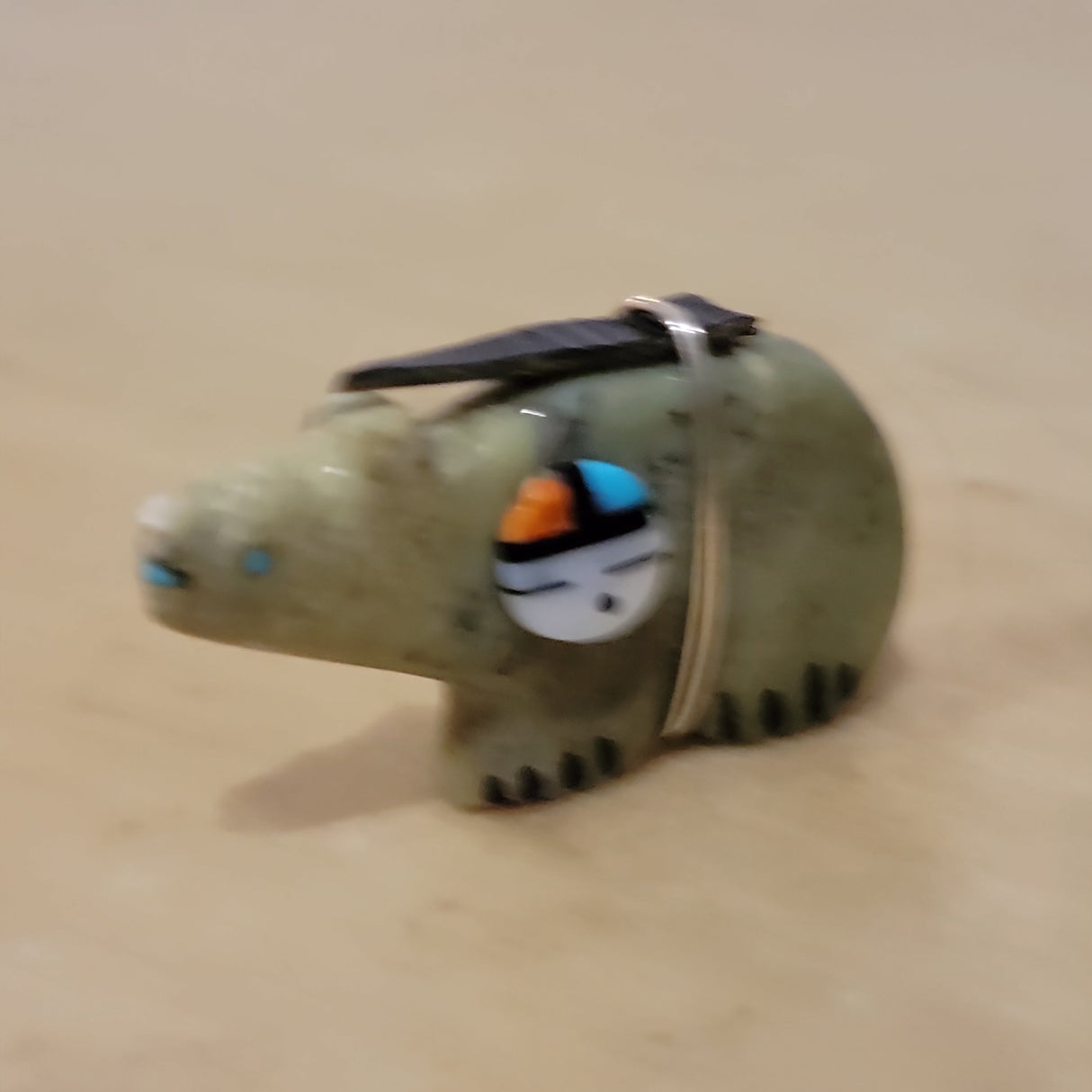 Serpentine Bear w/ Zuni Sun Symbol Zuni Fetish