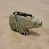Serpentine Bear w/ Zuni Sun Symbol Zuni Fetish