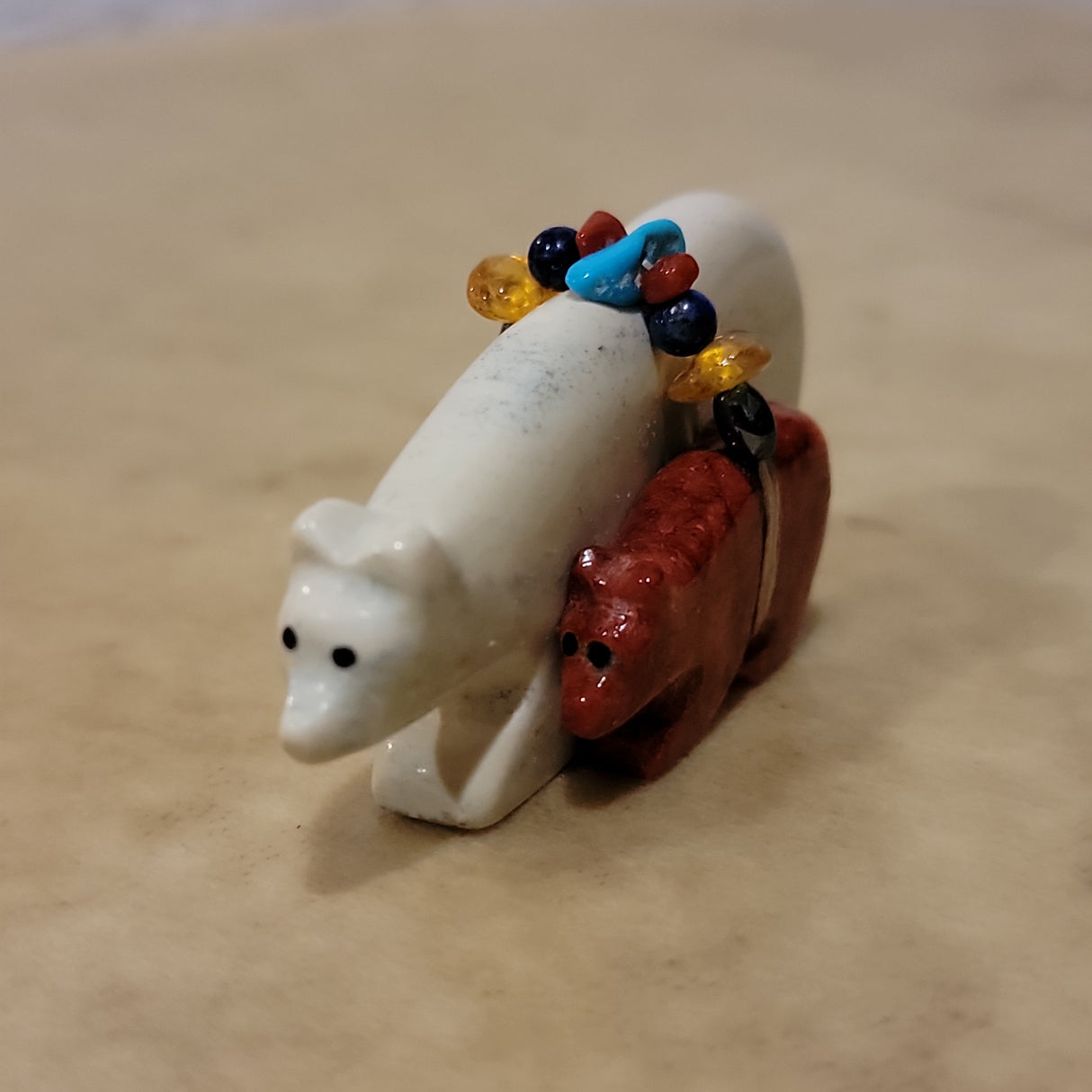 Double Bears with Fancy Offering Zuni Fetish