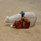 Double Bears with Fancy Offering Zuni Fetish