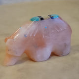 Alabaster Bear w/Inlay Zuni Fetish