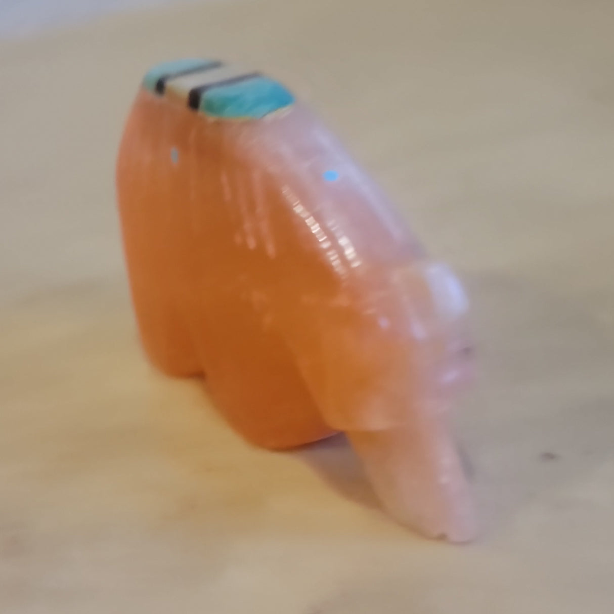 Alabaster Bear w/Inlay Zuni Fetish