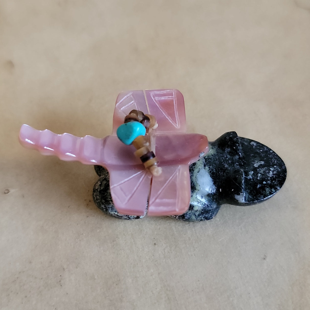 Frog and Dragonfly Stacked Zuni Fetish