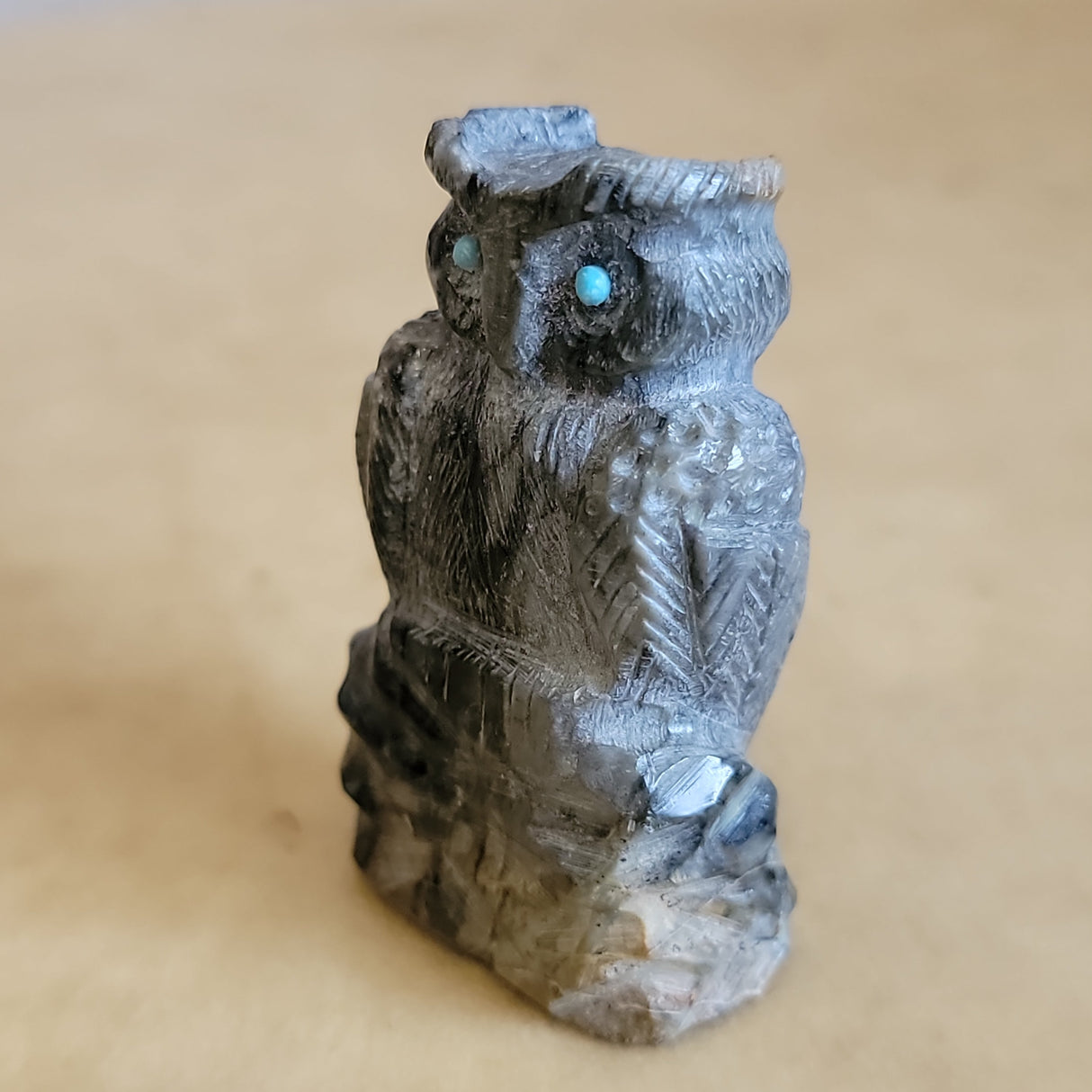 Picasso Marble Great Horned Owl Zuni Fetish