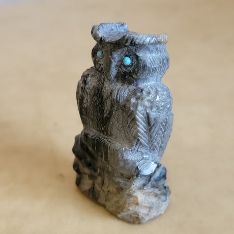 Picasso Marble Great Horned Owl Zuni Fetish
