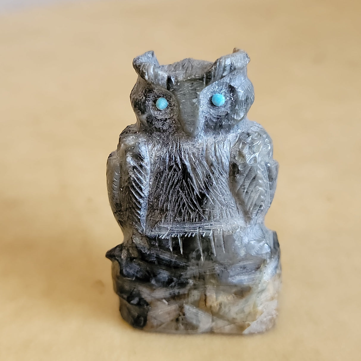Picasso Marble Great Horned Owl Zuni Fetish