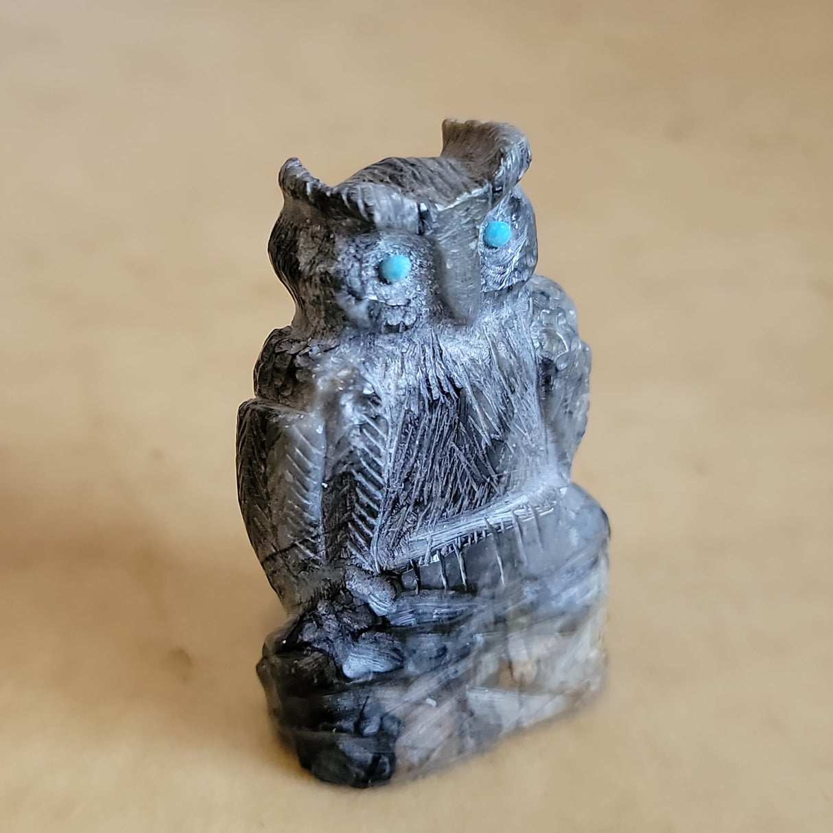 Picasso Marble Great Horned Owl Zuni Fetish